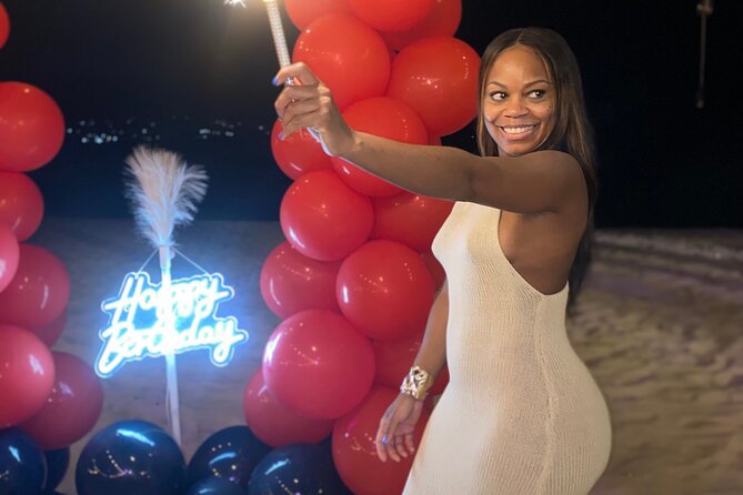 Birthday Dinner On Beach In Montego Bay Jamaica - The Birthday Setup Is The Main Event