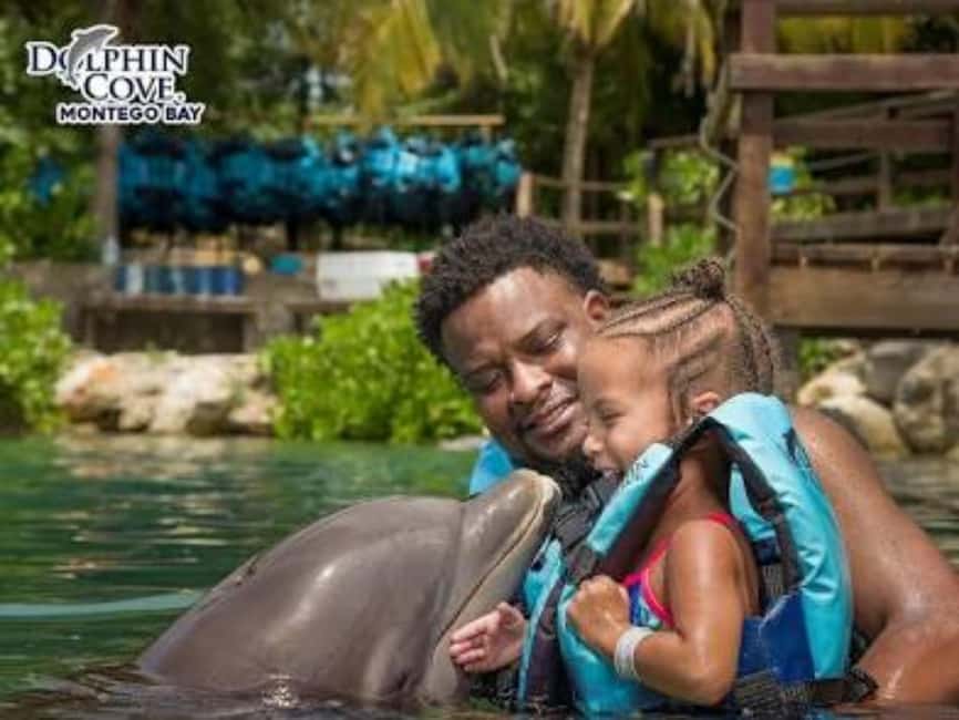 Dolphin Swim Adventure - Entering the lagoon for the hands-on session