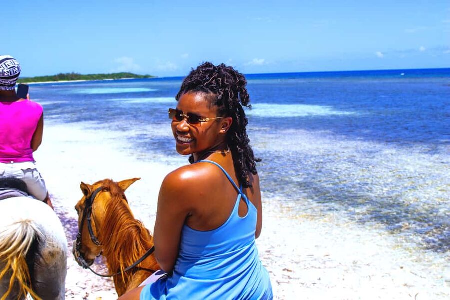 From Falmouth: Horseback Ride and Swim Beach Trip - A cool drink and a Jamaican food stop