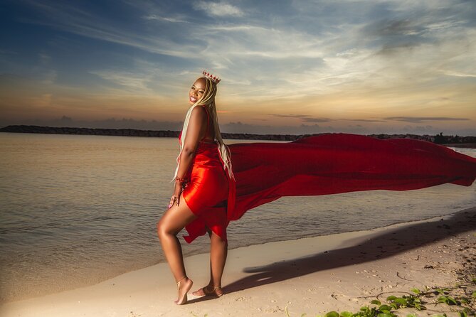 Jamaica Flying Dress Photoshoots - Doctors Cave Beach gives the pictures their setting