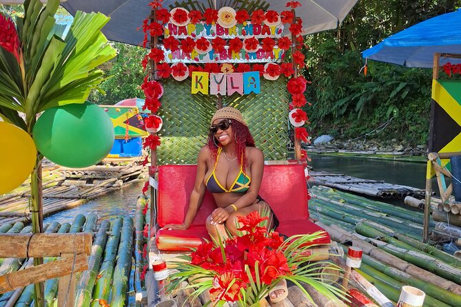 Montego Bay: Bamboo Rafting with Limestone Massage & Shopping - Settling onto a bamboo raft on the Great River