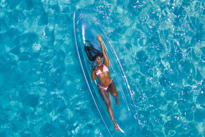 Montego Bay Clear Water Kayak Drone Photo and Video Shoot - Floating letters and flowers can change the feel