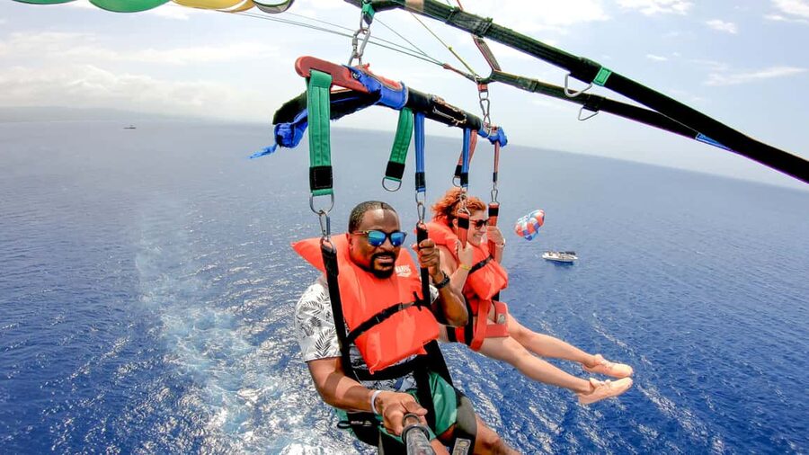 Montego Bay: Parasailing and Jet Ski Combo with Pickup - Preparing for your 10-minute parasail flight