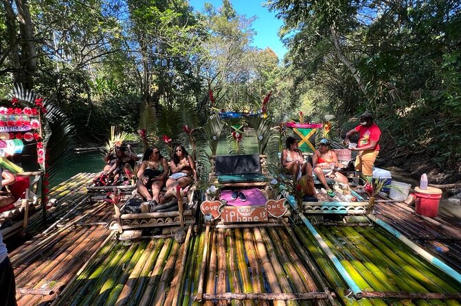 Montego Bay's Guided Bamboo Rafting Tour & Hip-strip Shopping - Eating Jamaican food during the outing
